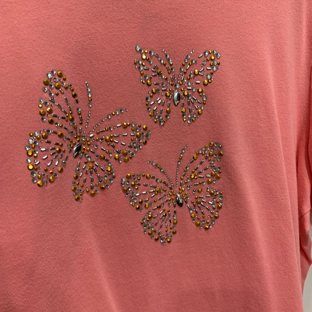 Beautiful Coral Bay Butterfly 1X Peach Top